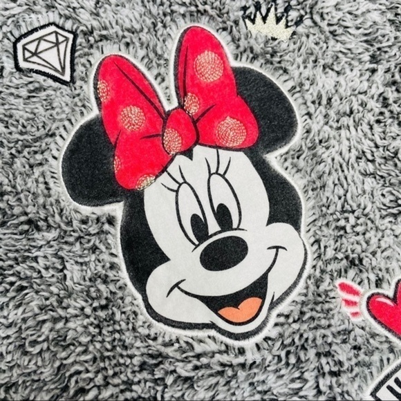 𝅺disney Minnie Mouse Grey Sherpa Fluffy Jacket - Picture 8 of 12
